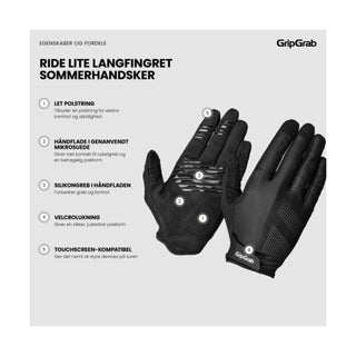 Cykelhandsker GripGrab RIDE Lite Langfingret