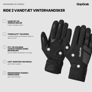 Egenskaber og fordele Ride 2 Vandtætte Vinterhandsker
